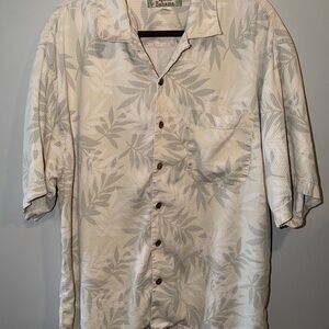 Vintage Tommy Bahama Short-Sleeve Leaf Print Shirt (X-Large) 100% Silk